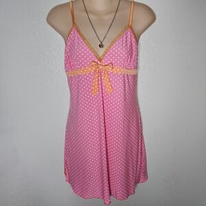 Bisou Bisou Pink White Polka Dot Slip Mini Dress Lingerie